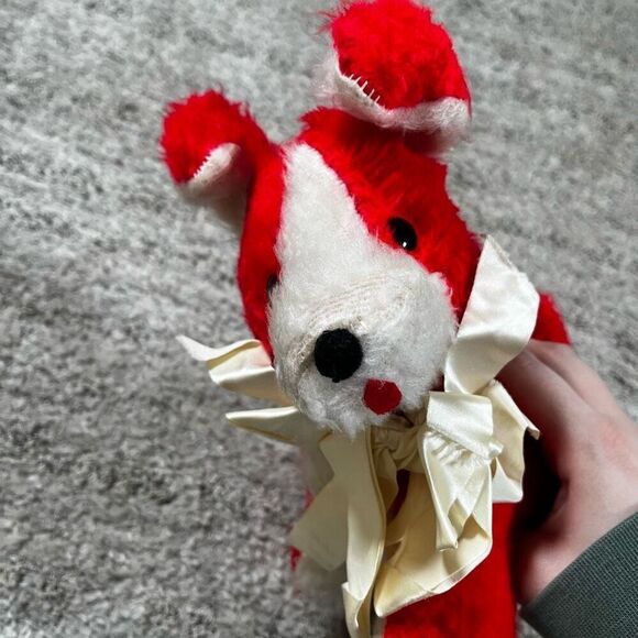 Commonwealth of Pennsylvania Red White Plush Puppy Stuffed Animal VTG 50s 7" - Picture 3 of 9